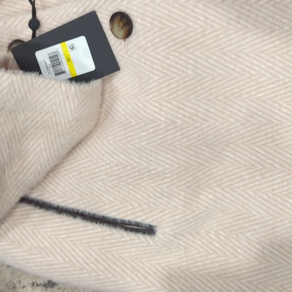 NWT DKNY Button up Walker Coat cream and pink Chevron pattern - Picture 8 of 11